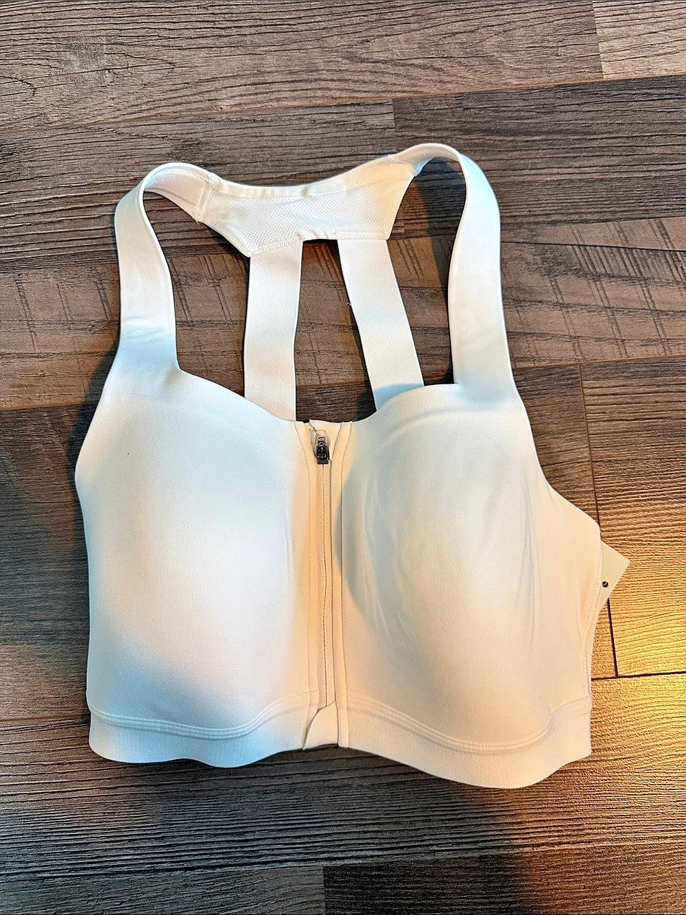 White Zip Front Sports Bra NWT
